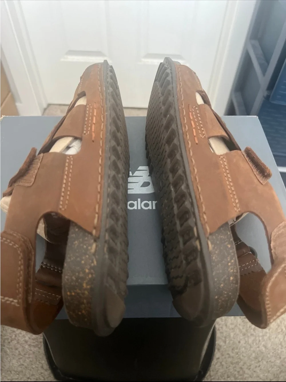 Clarks Men's Brown Leather Fisherman Sandals with Cream Panels